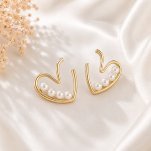 Amora Open Heart Pearl Stud Earrings