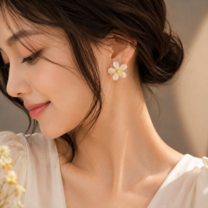 Lumiere Pearl Daisy Flower Stud Earrings